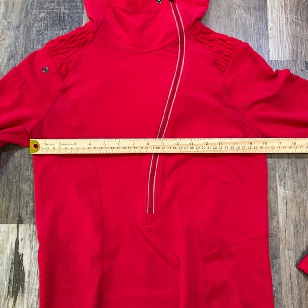 Lululemon Run For It Pullover Women 8 Currant Red Cross Train Pony Tail Hood - Picture 10 of 14